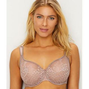 Empreinte Melody Lace Seamless Full Cup Padded Strap Underwire Bra (Black + Rose)