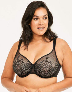 Empreinte Melody Lace Seamless Full Cup Padded Strap Underwire Bra (Black + Rose)